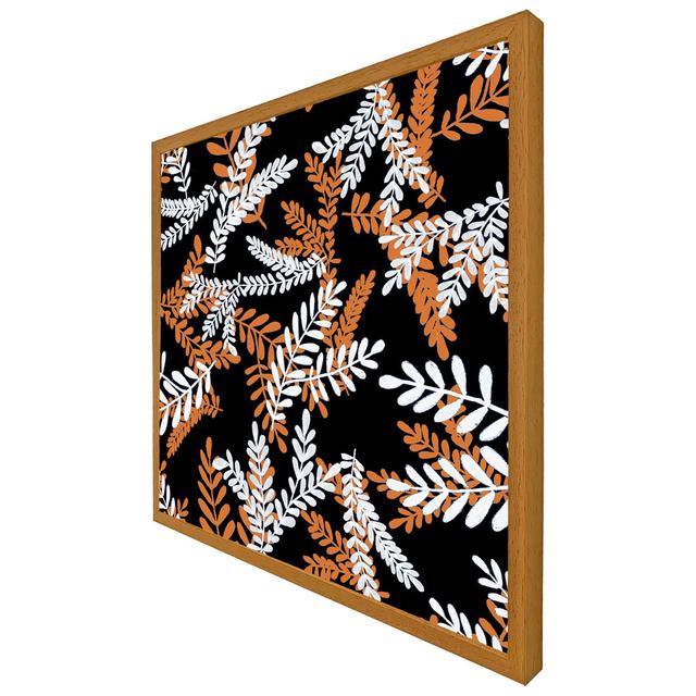 Czerska White & Orange Olive Leaves - Single Picture Frame Print 17 Stories Size: 51cm H x 51cm W x 4cm D, Frame Colour: Oak Framed on Productcaster.