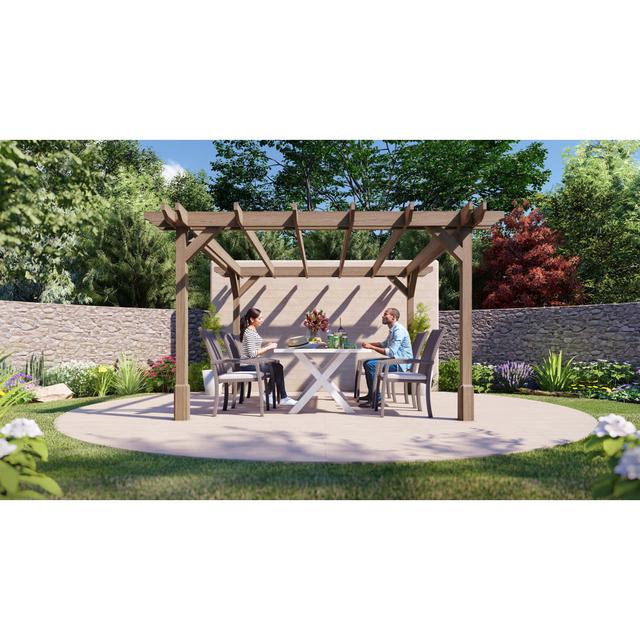 Baumbaugh Solid Wood Pergola Dakota Fields Finish: Rustic Brown, Size: 15.75 ft x 15.75 ft on Productcaster.