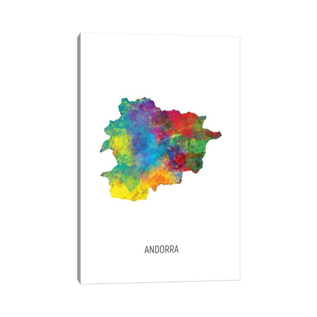 Andorra Map Ivy Bronx Size: 101.6cm H x 66.04cm W x 1.91cm D, Format: Wrapped Canvas on Productcaster.