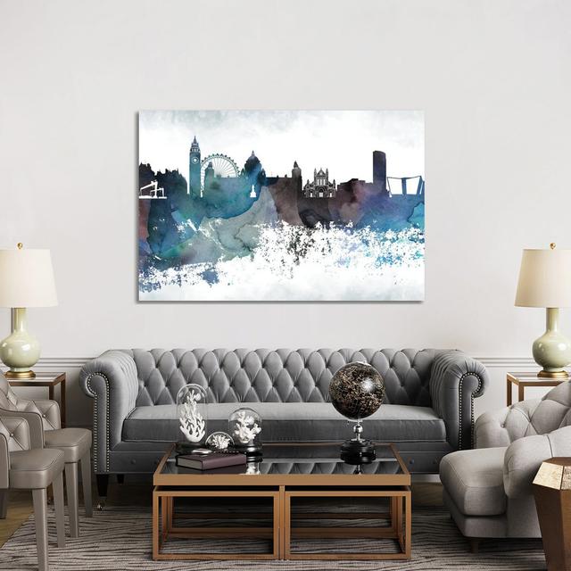 Belfast Bluish Skyline by WallDecorAddict - Wrapped Canvas Print Latitude Run Size: 101.6cm H x 152.4cm W x 3.81cm D on Productcaster.