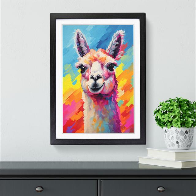 Llama Colour Field - Single Picture Frame Print on Wood Latitude Vive Size: 64cm H x 46cm W x 2cm D, Format: Black Framed on Productcaster.