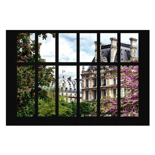 Window View of Spring in Paris II Textured Semi-Gloss Wallpaper Roll East Urban Home Size: 4.8m x 320cm on Productcaster.