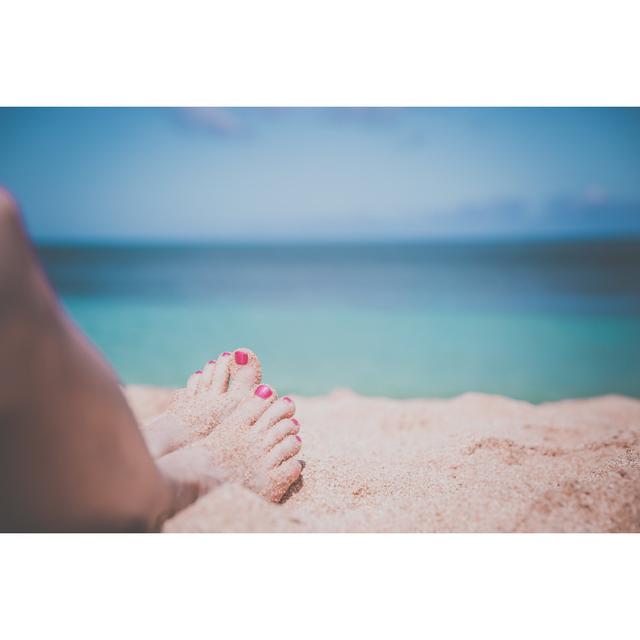 Woman Feet On Tropical Sand Beach by Onfokus - No Frame Art Prints on Canvas Beachcrest Home Size: 51cm H x 76cm W on Productcaster.