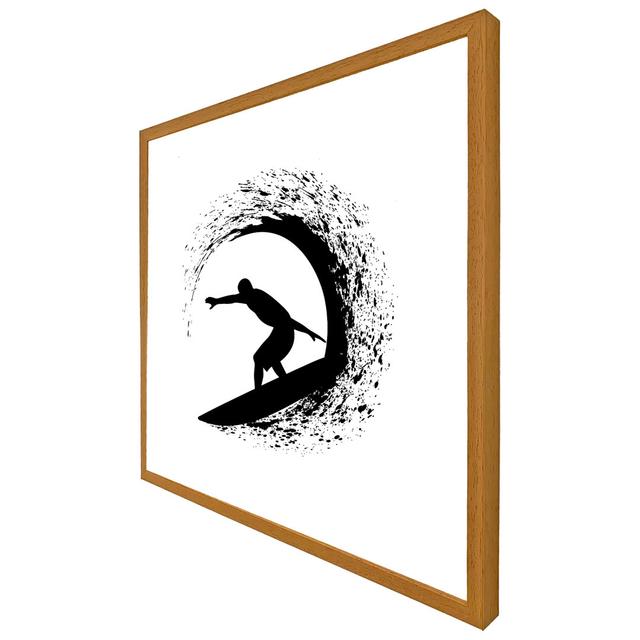 Asmar Surfer Silhouette - Print House of Hampton Size: 76cm H x 76cm W x 4cm D, Format: Oak Framed on Productcaster.