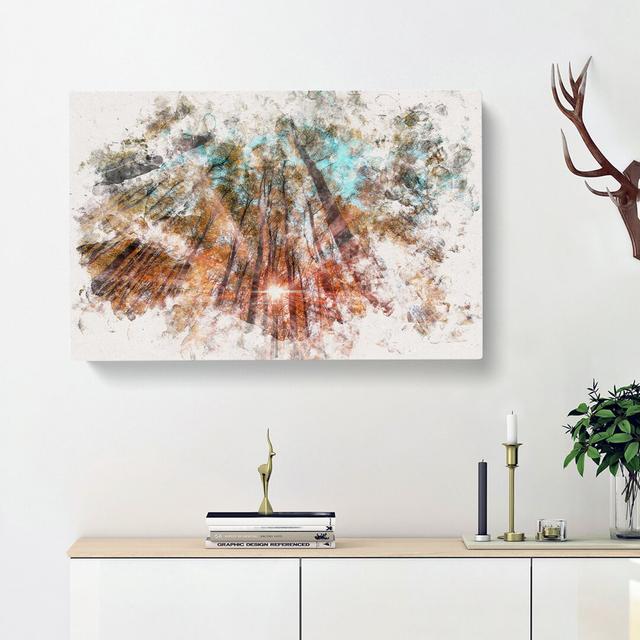 Light Through the Forest Watercolour - Wrapped Canvas Graphic Art Print East Urban Home Size: 40cm H x 60cm W x 3cm D on Productcaster.