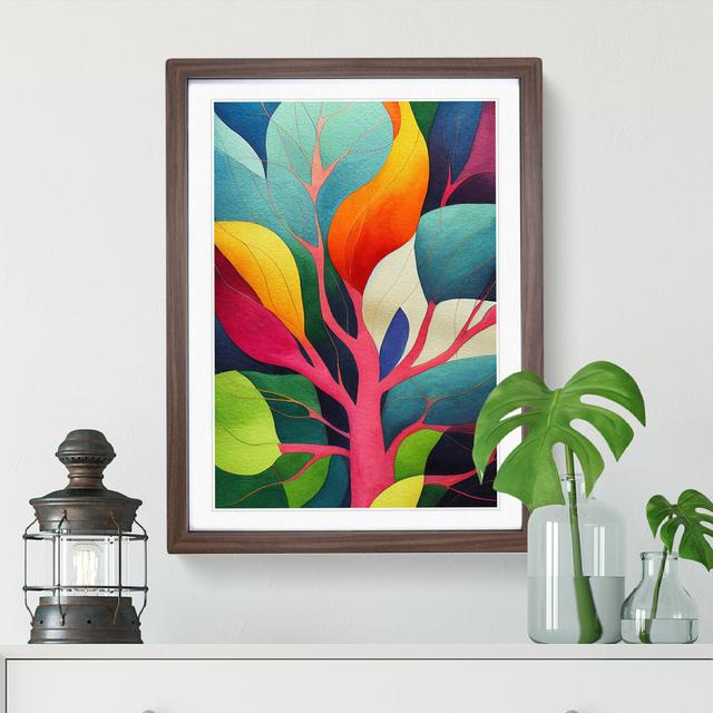 Tree Leaves in Colour No.4 Abstract - Picture Frame Painting Marlow Home Co. Size: 34cm H x 25cm W x 2cm D, Frame Colour: Walnut Framed on Productcaster.