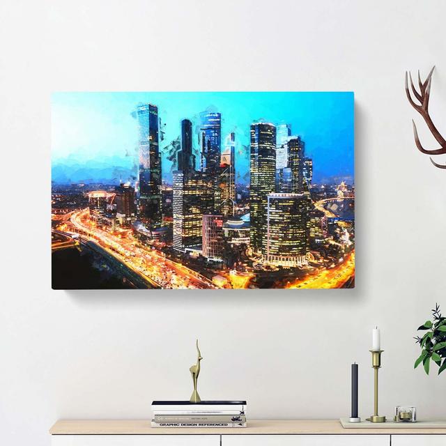 Moscow Russia Skyline in Abstract - Wrapped Canvas Graphic Art Print East Urban Home Size: 50cm H x 76cm W x 3cm D on Productcaster.