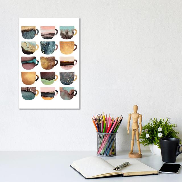 Earthy Coffee Cups by Elisabeth Fredriksson - Print on Canvas 17 Stories Frame Option: No Frame, Size: 30.48cm H x 20.32cm W x 1.91cm D on Productcaster.