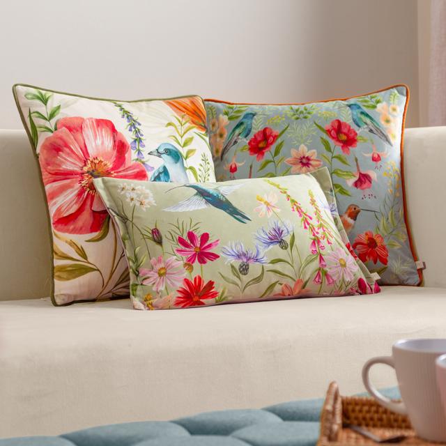 Nectar Garden Blossom Velvet Piped Feather Filled Cushion East Urban Home on Productcaster.