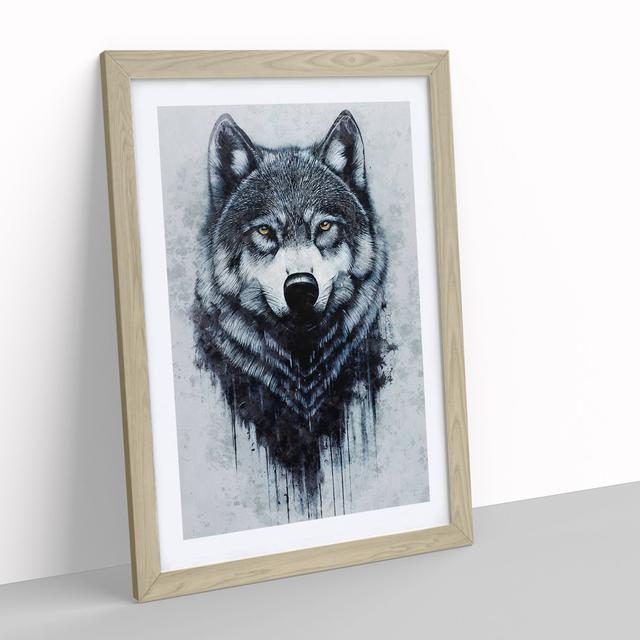 Splashed Wolf - Picture Frame Painting Alpen Home Frame Colour: Oak, Size: 64cm H x 46cm W x 2cm D on Productcaster.