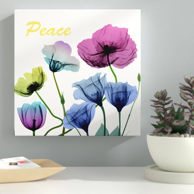 Floral Rainbow Peace - Wrapped Canvas Graphic Art Print East Urban Home Size: 61 cm H x 61 cm W on Productcaster.