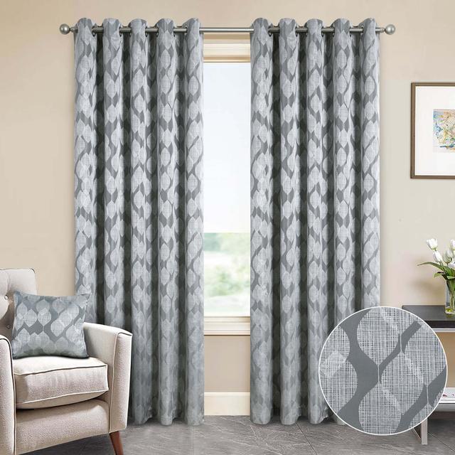 Anallese Silk Room Darkening Grommet / Eyelet CURTAINS Pair Marlow Home Co. Curtain Colour: Grey, Panel Size: 229cm Width x 229cm Drop on Productcaster.