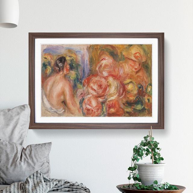 Roses and Nude Woman by Pierre-Auguste Renoir - Picture Frame Painting East Urban Home Frame Option: Walnut Framed, Size: 48cm H x 65cm W x 2cm D on Productcaster.