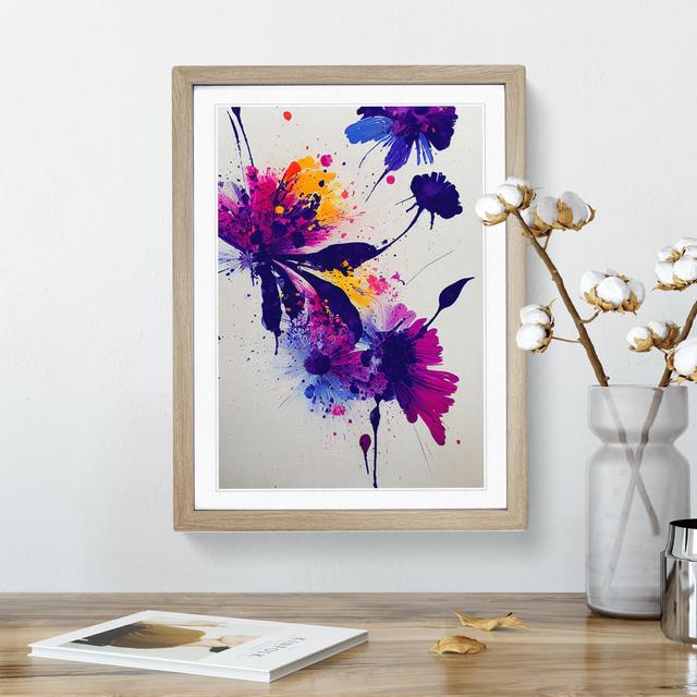 Paint Splat Flower No.2 Abstract - Picture Frame Graphic Art Marlow Home Co. Frame Colour: Oak Framed, Size: 34cm H x 25cm W x 2cm D on Productcaster.