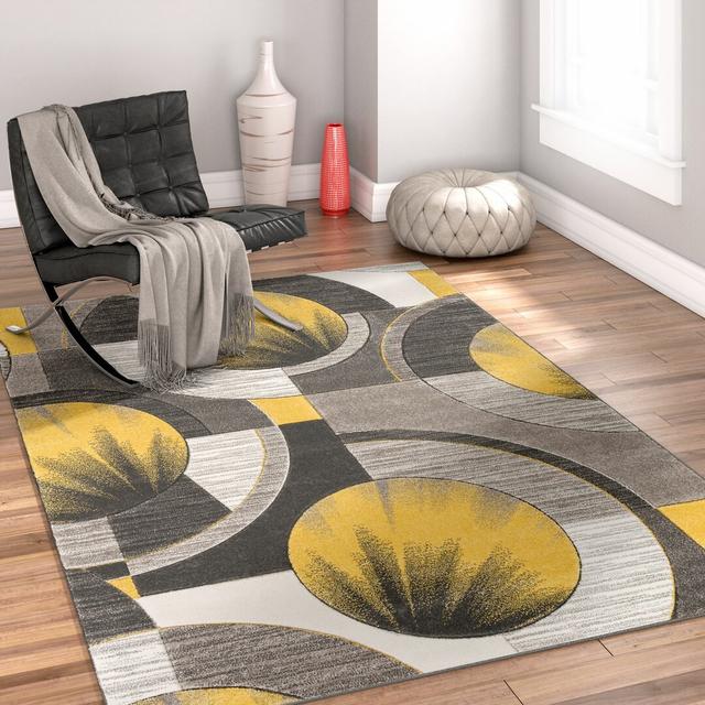 Gold/Grey Area Rug 17 Stories Rug Size: Rectangle 200 x 280cm on Productcaster.