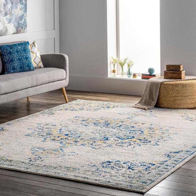 Hosea Oriental Machine Woven Blue/Beige Area Rug Bloomsbury Market Rug Size: Rectangle 122 x 183cm on Productcaster.