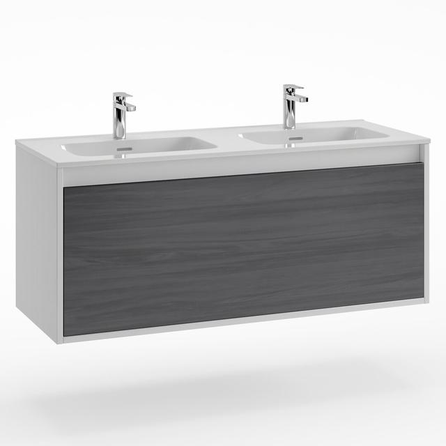 Ellaree 1200mm Dual Mount Double Vanity Unit 17 Stories Vanity Unit Colour: Mina Oak/White on Productcaster.