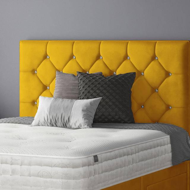 Farallones Upholstered Headboard Rosdorf Park Size: Kingsize (5'), Upholstery: Yellow on Productcaster.