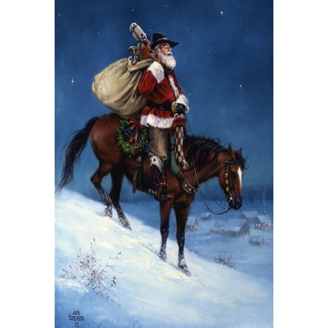 A Cowboy Christmas by Jack Sorenson - Wrapped Canvas Painting The Seasonal Aisle Size: 91cm H x 61cm W on Productcaster.