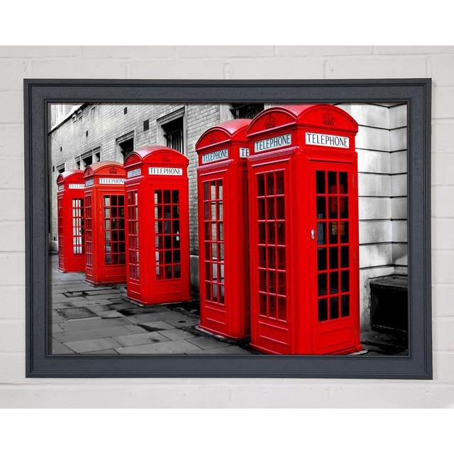 Gerahmtes Leinwandbild London Red Telephone Boxes Ebern Designs Format: Poster mit grauem Rahmen, Größe: 59,7 cm H x 84,1 cm B x 1,5 cm T on Productcaster.