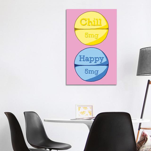 Chill Happy Pill Pink Happy Larry Size: 101.6cm H x 66.04cm W x 3.81cm D on Productcaster.