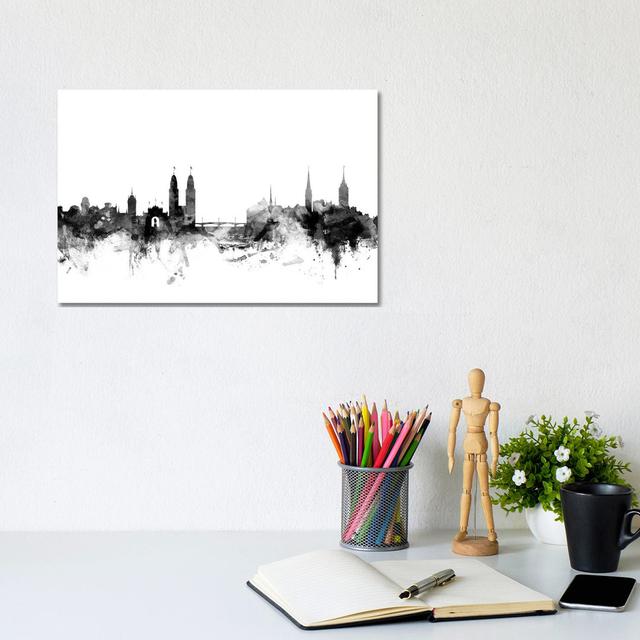 Zurich, Switzerland in Black and White by Michael Tompsett - Wrapped Canvas Art Prints Latitude Run Size: 20.32cm H x 30.48cm W x 1.91cm D on Productcaster.