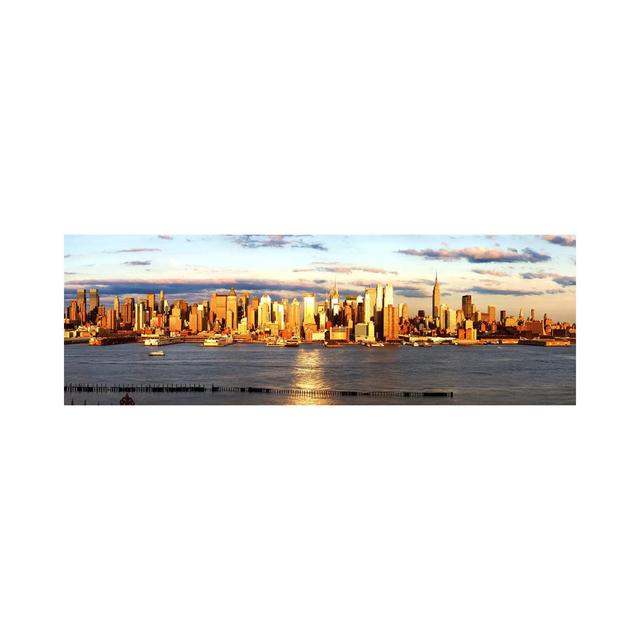 Skyscrapers In A City, Manhattan, New York City, New York State, USA - Wrapped Canvas Panoramic Print Ebern Designs Size: 30.48cm H x 91.44cm W x 3.81 on Productcaster.