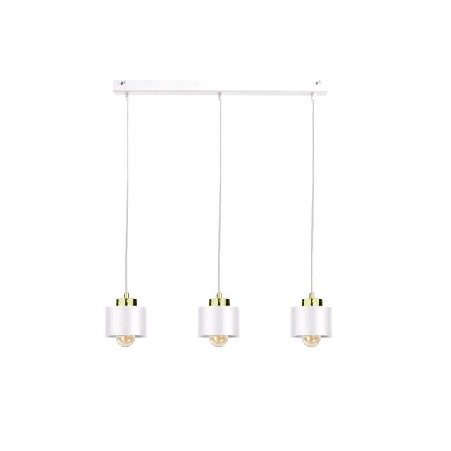 Jiniyah 3 - Light Drum Pendant 17 Stories Shade Colour: White, Finish: White/Gold on Productcaster.