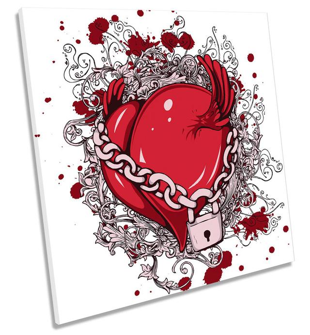 Heart Love Padlock - Wrapped Canvas Graphic Art Maturi Size: 60cm H x 60cm W x 2cm D on Productcaster.