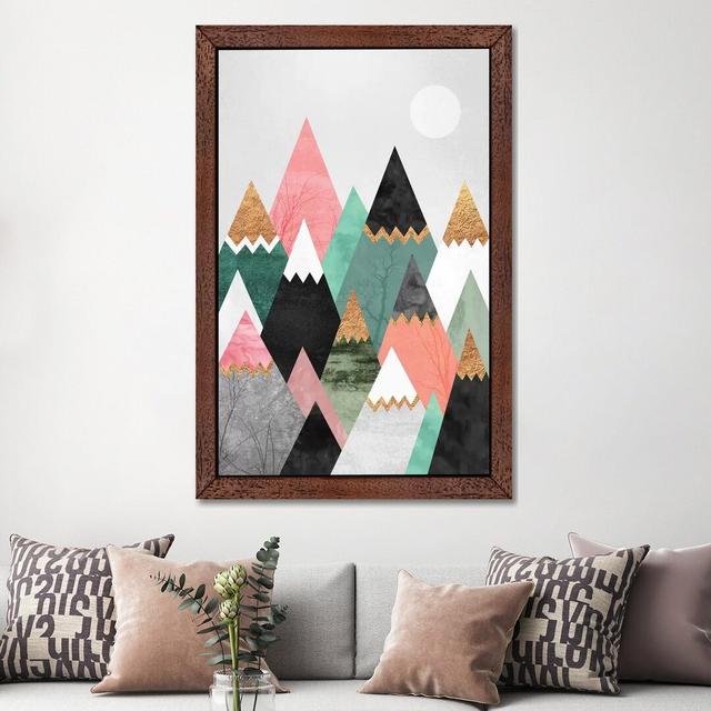 'Pretty Mountains' - Floater Frame Graphic Art Print on Canvas Isabelline Size: 152.4cm H x 101.6cm W x 3.81cm D, Frame Option: Brown Framed on Productcaster.