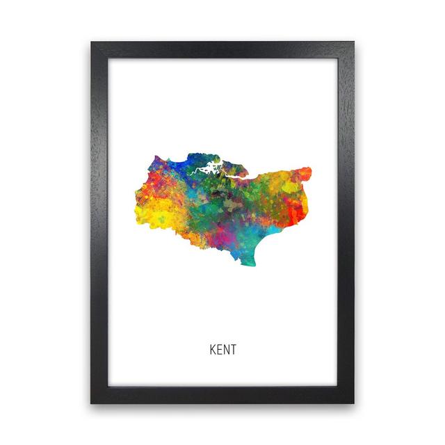 Kent Watercolour Map by Michael Tompsett - Graphic Art Ebern Designs Format: Black Framed, Size: 34cm H x 25cm W x 3cm D on Productcaster.