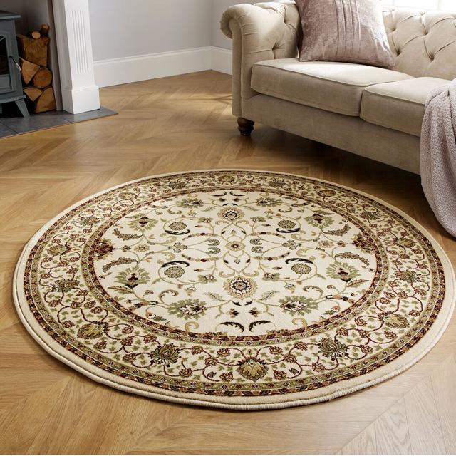 Round Bogle Oriental Machine Woven Beige Area Rug Bloomsbury Market Rug Size: Round 150cm on Productcaster.