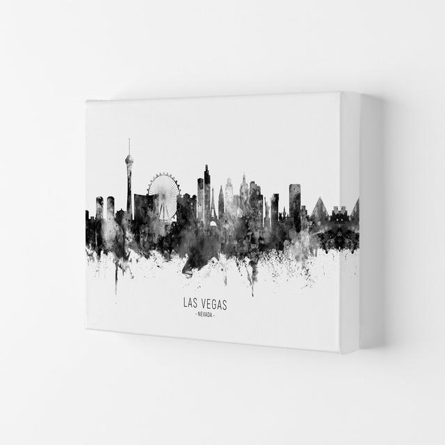 Las Vegas Nevada Skyline Black White City Name by Michael Tompsett - Print Latitude Run Size: 42cm H x 59.4cm W x 4cm D, Format: Wrapped Canvas on Productcaster.