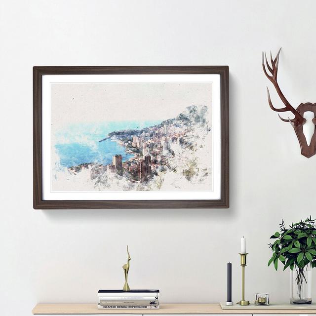 Skyline of Monte Carlo in Monaco - Picture Frame Painting Print East Urban Home Size: 45cm H x 63cm W x 2cm D, Frame Option: Walnut Framed on Productcaster.