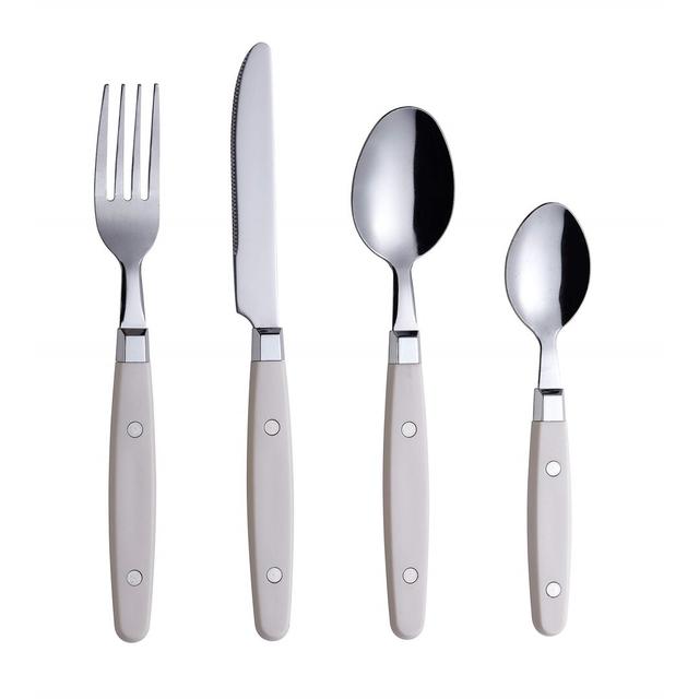 Cutlery Set 24Pcs Stainless Steel - With Rivet Craft Handles / Retro Style Flatware - 6 X Dinner Forks, 6 X Dinnerknives, 6 X Table Spoons, 6 X Tea Sp on Productcaster.