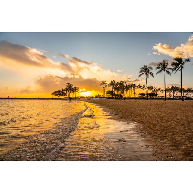 Sunset Over Waikiki Beach by Yongyuan - No Frame Art Prints on Canvas Beachcrest Home Overall Size: 80cm H x 120cm W on Productcaster.