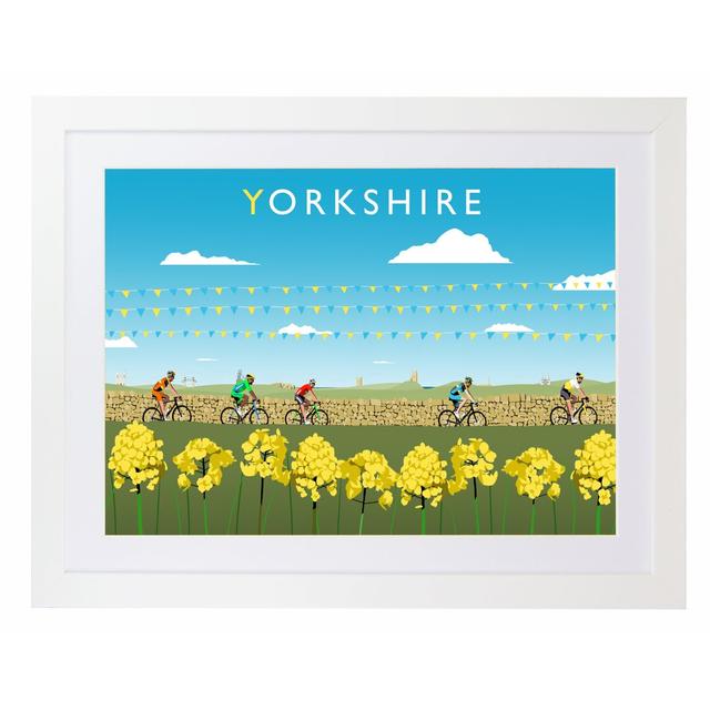 Yorkshire Cycling by Richard O'Neil - Picture Frame Graphic Art Print on Paper East Urban Home Format: White Wood Frame, Size: 33.5 cm H x 43.5 cm W x on Productcaster.