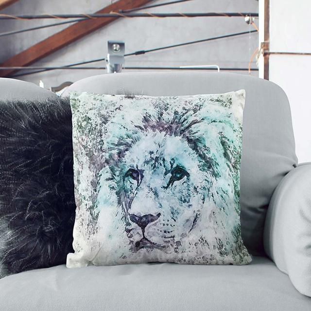 A Lion Portrait in Abstract Cushion with Filling East Urban Home Size: 55 x 55 cm on Productcaster.