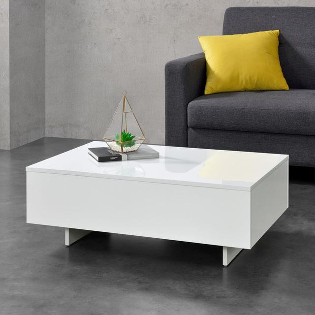 Lecil Sled Coffee Table Ebern Designs Size: 31cm H x 115cm W x 55cm W, Colour: White on Productcaster.