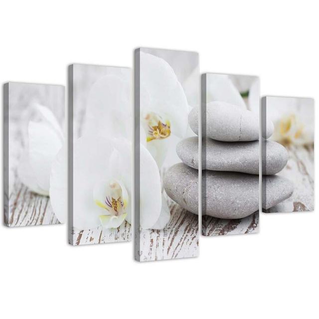 Canvas Print Orchid Zen Spa Stones Bay Isle Home Size: 100cm H x 200cm W on Productcaster.