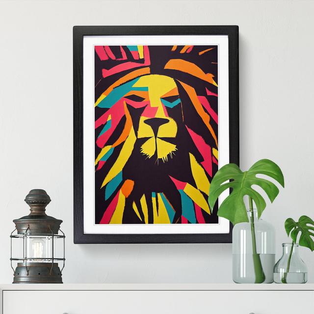 Lion Abstract Vol.1 - Picture Frame Print Big Box Art Frame Option: Black, Size: 64cm H x 46cm W x 2cm D on Productcaster.