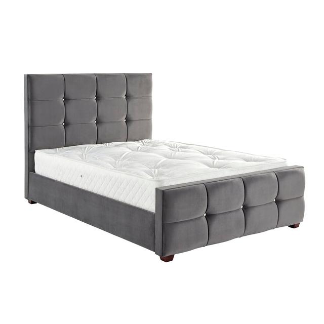 Darrell Upholstered Bed Frame Mercer41 Colour: Plush Steel, Size: King (5') on Productcaster.