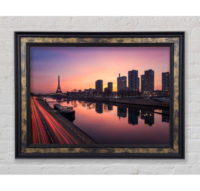 Eiffel Tower Over The River Seine 2 - Single Picture Frame Art Prints Bright Star Size: 100cm H x 141.4cm W x 8cm D on Productcaster.