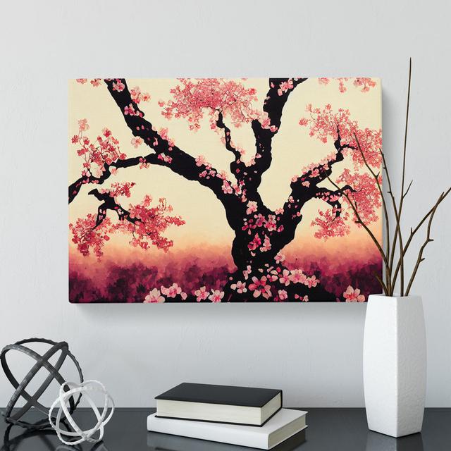 Amazing Cherry Blossom Tree Flowers - Wrapped Canvas Graphic Art Marlow Home Co. Size: 35cm H x 50cm W x 3cm D on Productcaster.