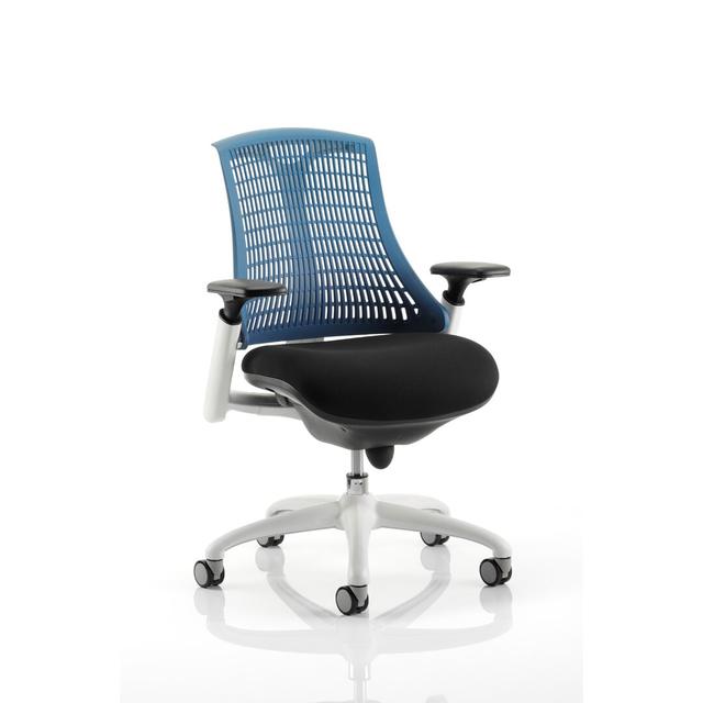 High-Back Mesh Desk Chair Symple Stuff Back Colour: Blue, Frame Colour: White on Productcaster.