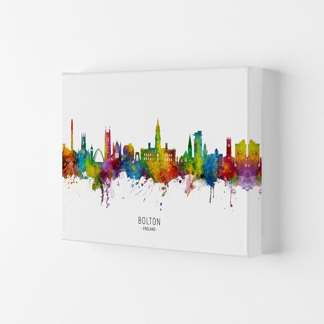 Bolton England Skyline by Michael Tompsett - Picture Frame Graphic Art Print Latitude Run Size: 21cm H x 29.7cm W x 4cm D, Format: Wrapped Canvas on Productcaster.