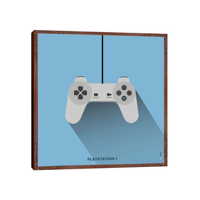 Joystick Playstation 1 by Rafael Gomes - Print on Canvas Ebern Designs Format: Classic Brown Wood Framed, Size: 93.98cm H x 93.98cm W x 3.81cm D on Productcaster.