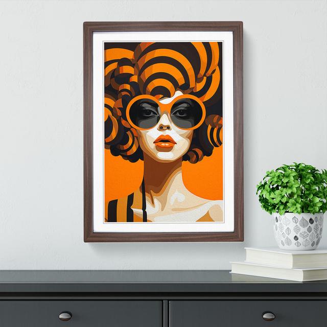 Woman With Curls Op - Single Picture Frame Print on Wood Marlow Home Co. Size: 34cm H x 25cm W x 2cm D, Format: Walnut on Productcaster.