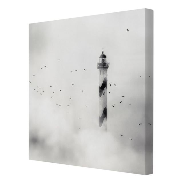 Lighthouse in Fog Graphic Art Print on Canvas East Urban Home Size: 60cm L x 60cm W on Productcaster.