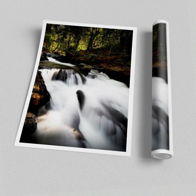 'The Woodland Waterfall Waterfall' - Graphic Art Print on Paper East Urban Home Size: 59.4 cm H x 84.1cm W on Productcaster.